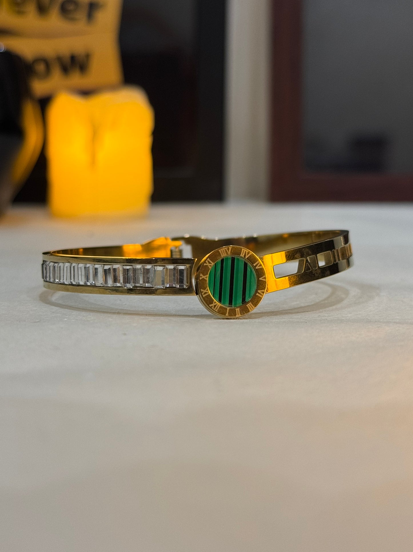 Lamise Emerald Gold Bracelet | Imperial Emerald & Baguette Gold Bracelet