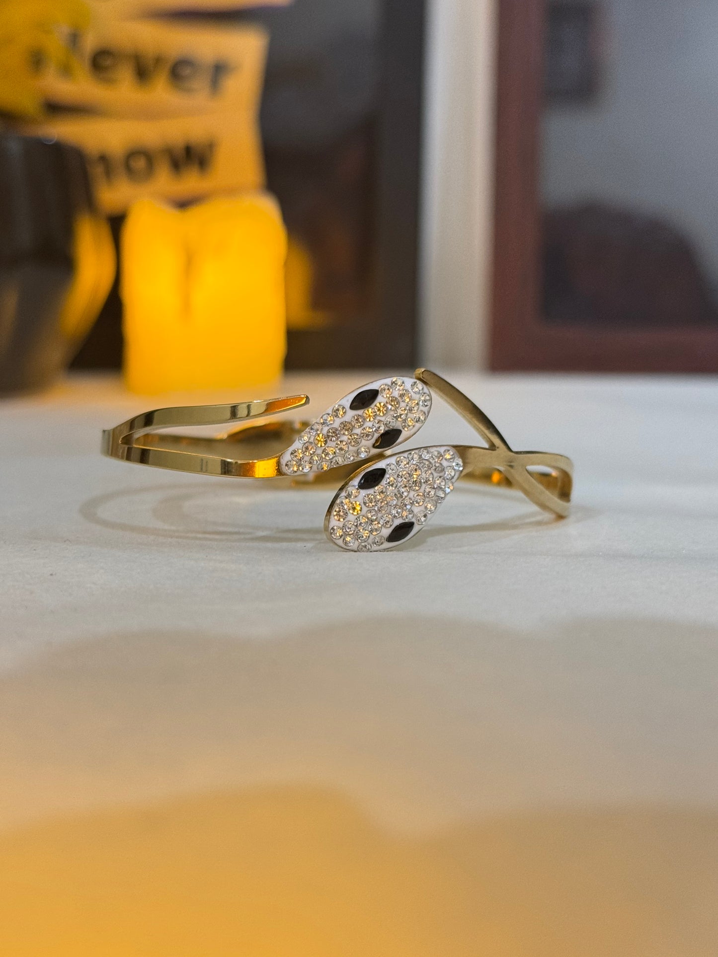 Lamise Snake Gold Bracelet | Royal Serpent Gold Encrusted Bracelet