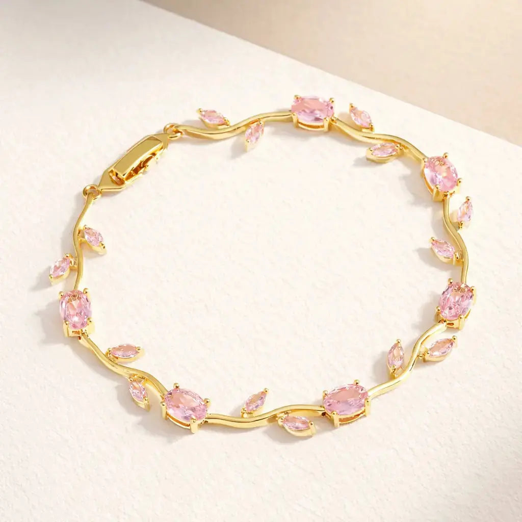 Lamise Tulip Bracelet | Blooming Tulip Crystal Gold Bracelet
